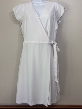 Banana Republic White Wrap Midi Dress with Tie Waist 8